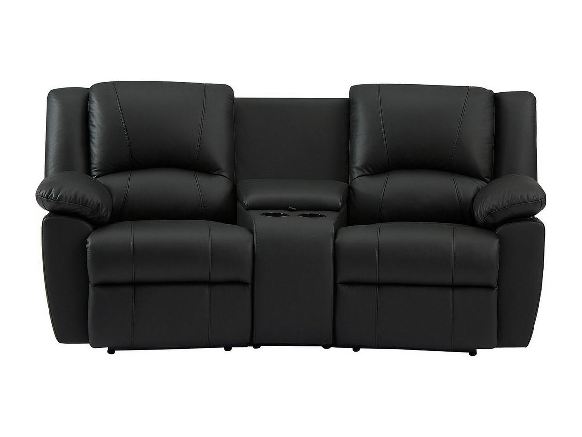 RELAXSOFA - 2 Personen-Sitzer - Leder - Schwarz - - Schwarz, Leder (201/97/95cm) - Vente-Unique