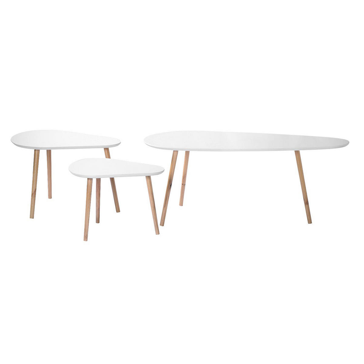BEISTELLTISCH in weiß und in Holzoptik - 3er set - 103/50/42 cm - Weiß, Holzwerkstoff (103/50/42cm) - Calicosy