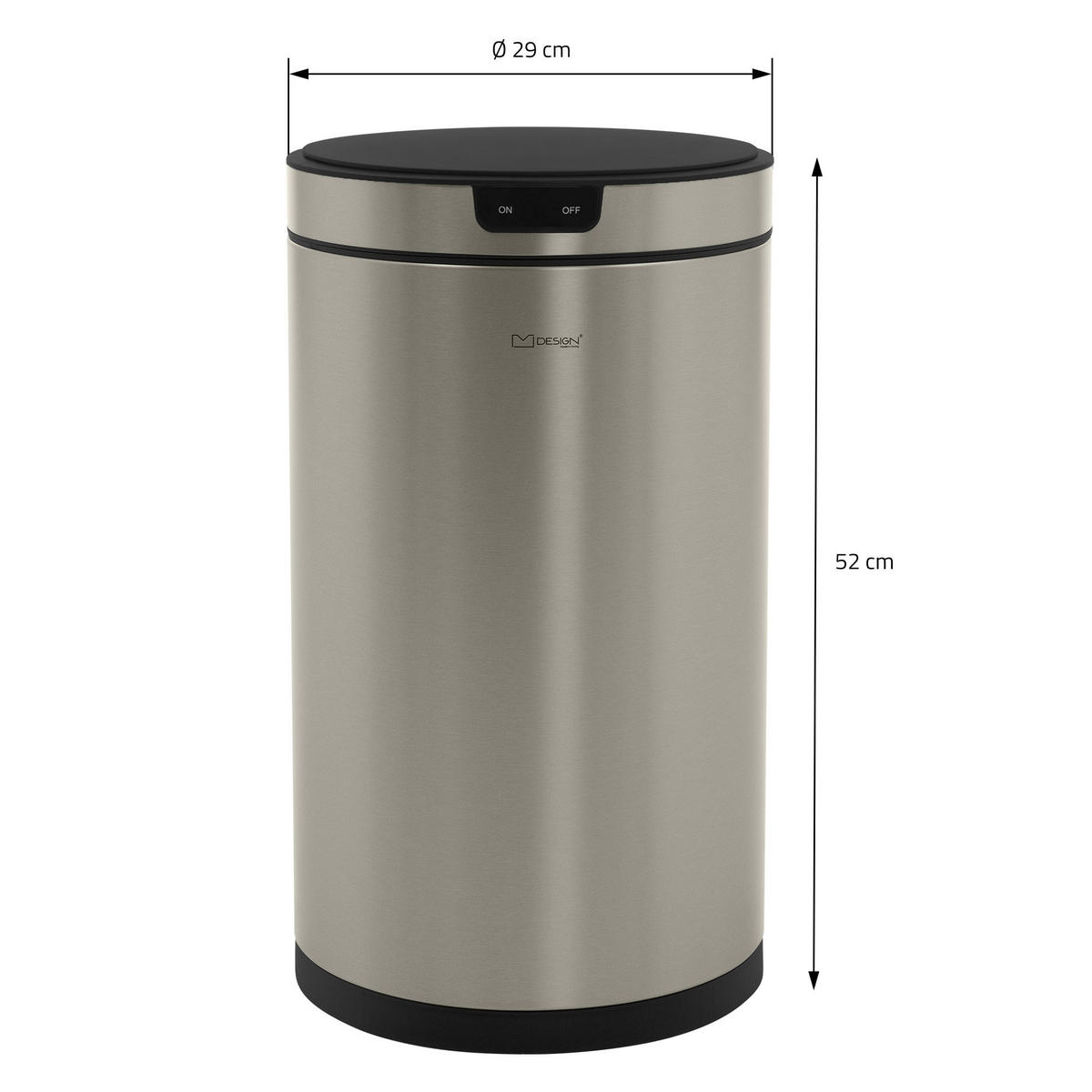 MÜLLEIMER mit Sensor 30L rund aus Edelstahl Silber - Silberfarben, Metall (29/52/29cm) - ML-DESIGN