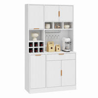 HOCHSCHRANK aus Spanplatte 100x40x175 cm Weiß mit Steckdosen, USB-Anschlüssen und Weinablage - Weiß, Holzwerkstoff (100/175/40cm) - IVMEU