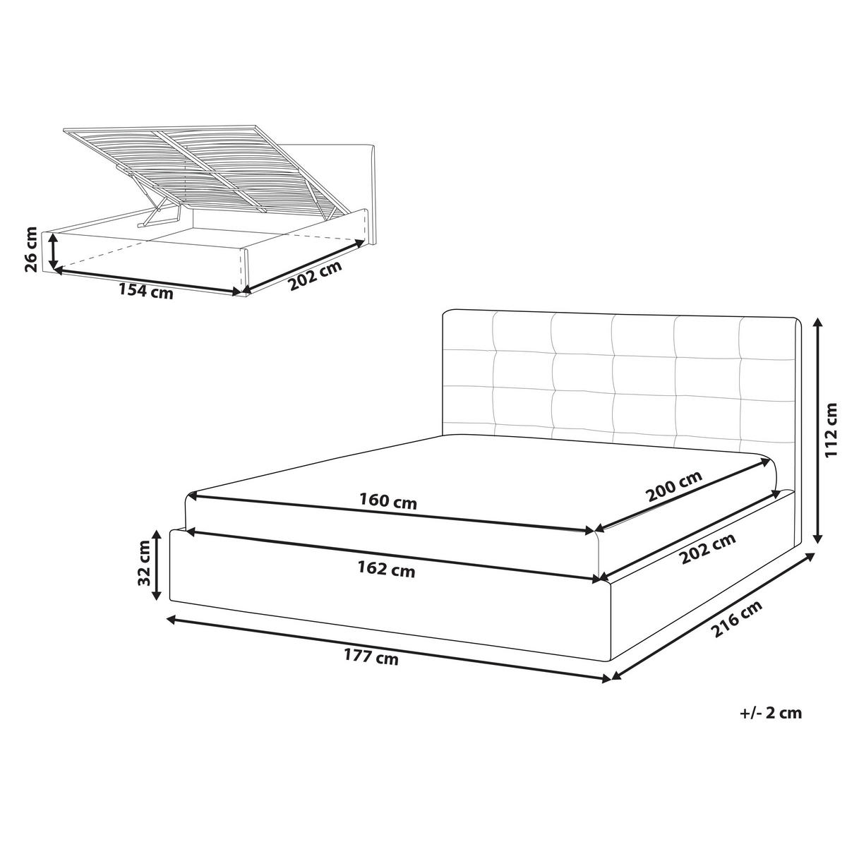 POLSTERBETT 160/200cm Hellgrau Lorient - Hellgrau, Textil (160/200cm) - Beliani