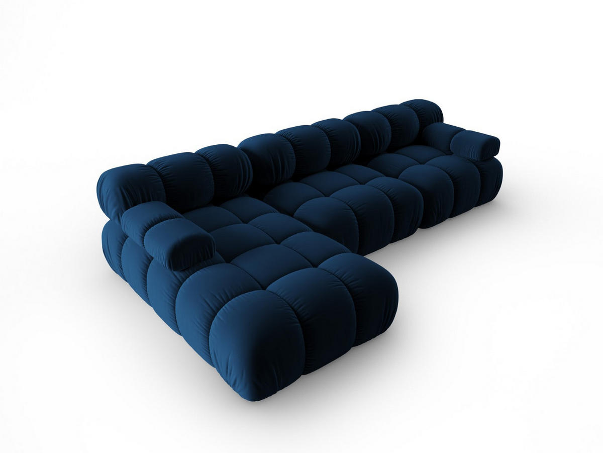 MODULARES-ECKSOFA links Bellis aus Samt königsblau 4 Sitzplätze - Blau, Textil (122/285cm) - Micadoni