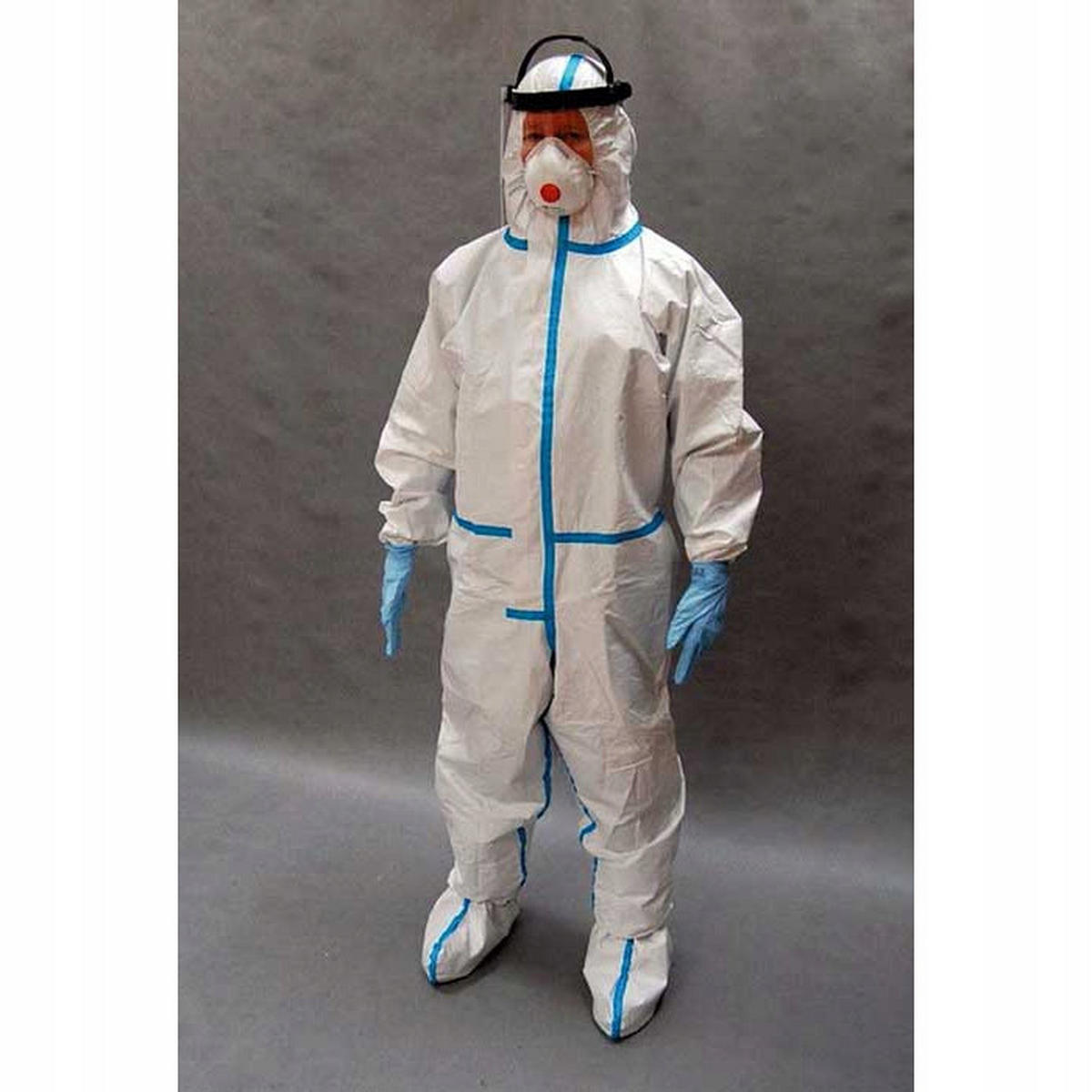 SCHUTZANZUG Einweg - 185 cm, Spunbond-Vlies mit mikroporöser Membran, Kapuze mit Kordelzug, Reißverschlussabdeckung, elastische Bündchen - Multicolor, Kunststoff/Metall