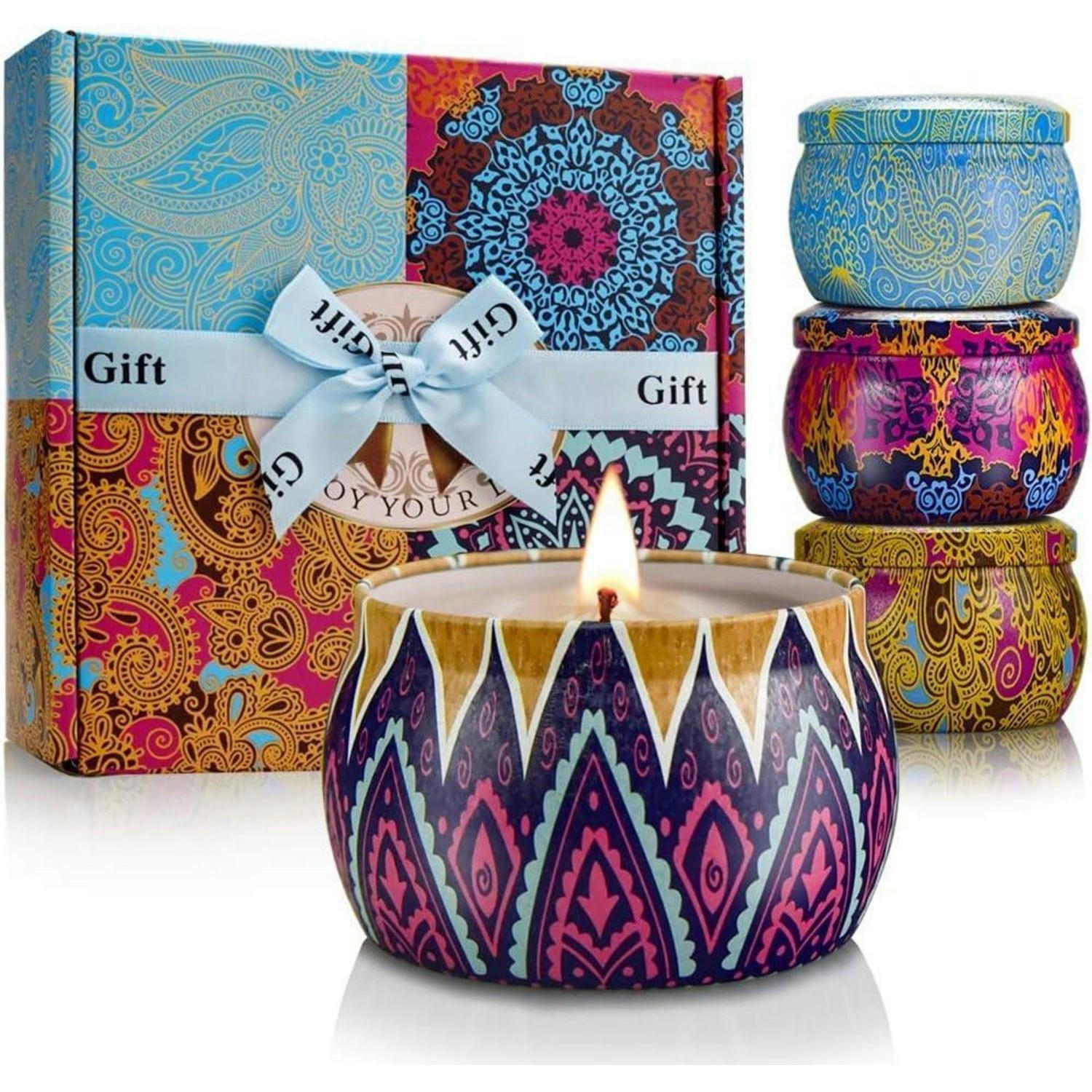 DUFTKERZEN 4er Set Sojawachs Geschenkset Rose Lavendel Zitrone Feige - Multicolor, Paraffin (5.3cm)