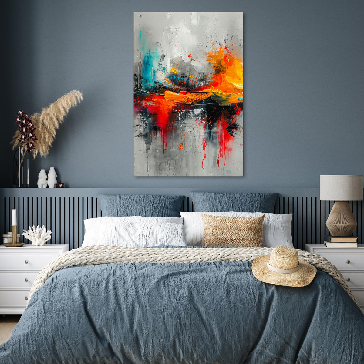 POSTER Moderne Kunst - Orange - Grau - Abstrakt 80x120 cm - Hellgrau, Papier (80/120/0.1cm) - MuchoWow