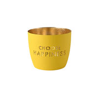 TEELICHTHALTER Madras Choose happiness M, Eisen, Gelb / Gold, H 8.5 cm - Gelb, Metall (9cm) - Gift Company