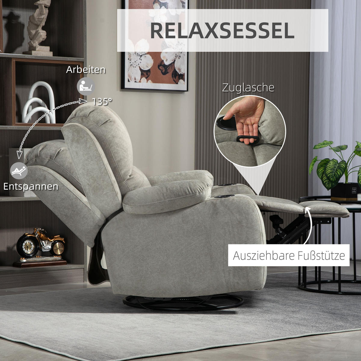 FERNSEHSESSEL Mikrofaser Braun - Braun, Textil (95/102/87cm) - HOMCOM