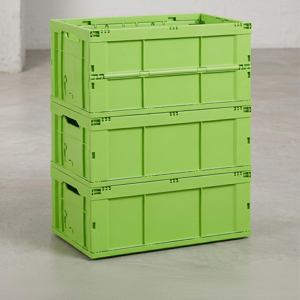 KLAPPBOX Grün stabil faltbar Polypropylen 60 l - Grün, Kunststoff (58.5/31.5/40cm) - Relaxdays
