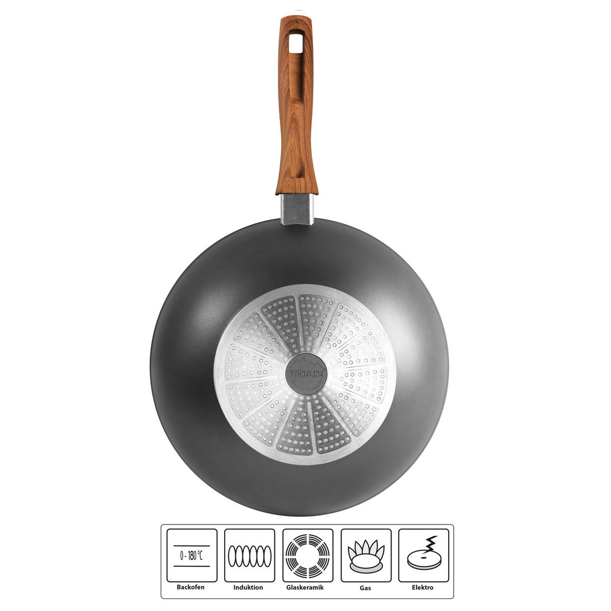 WOK - Braun/Grau, Metall (30cm) - Stoneline