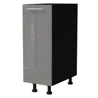 KÜCHENUNTERSCHRANK Essen D1D/20 Grau Hochglanz / Schwarz Matt 20 / 50 / 82cm - Schwarz/Grau, Holz/Holzwerkstoff (20/82/50cm) - Feldmann-Wohnen