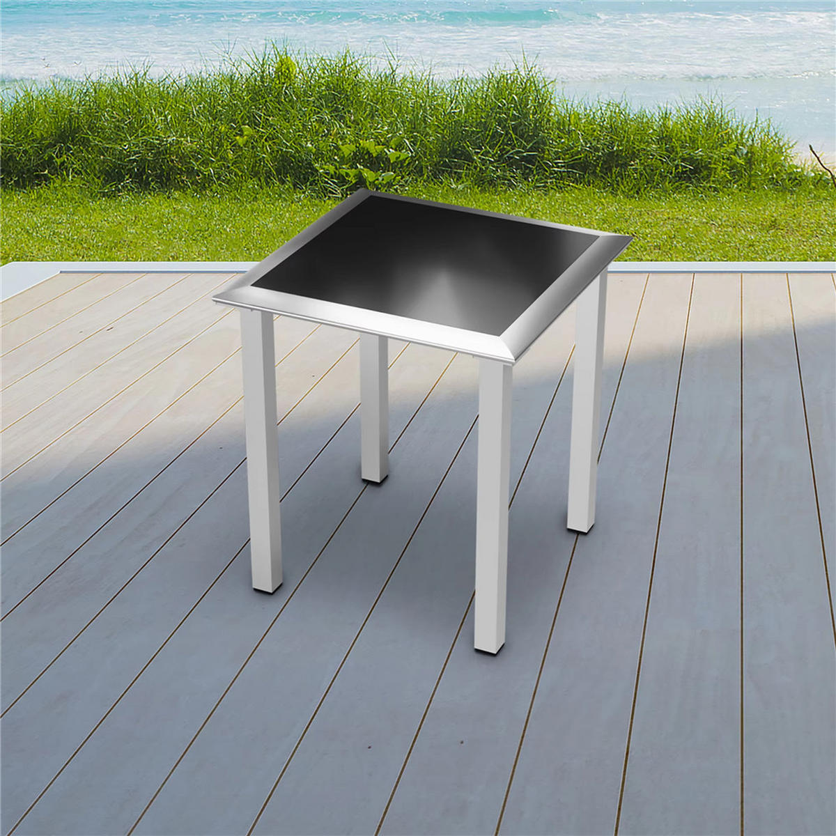 GARTENSTUHL SET 3-TLG Schaukel mit Beistelltisch - Schwarz, Metall (60/85/150cm) - Kaket