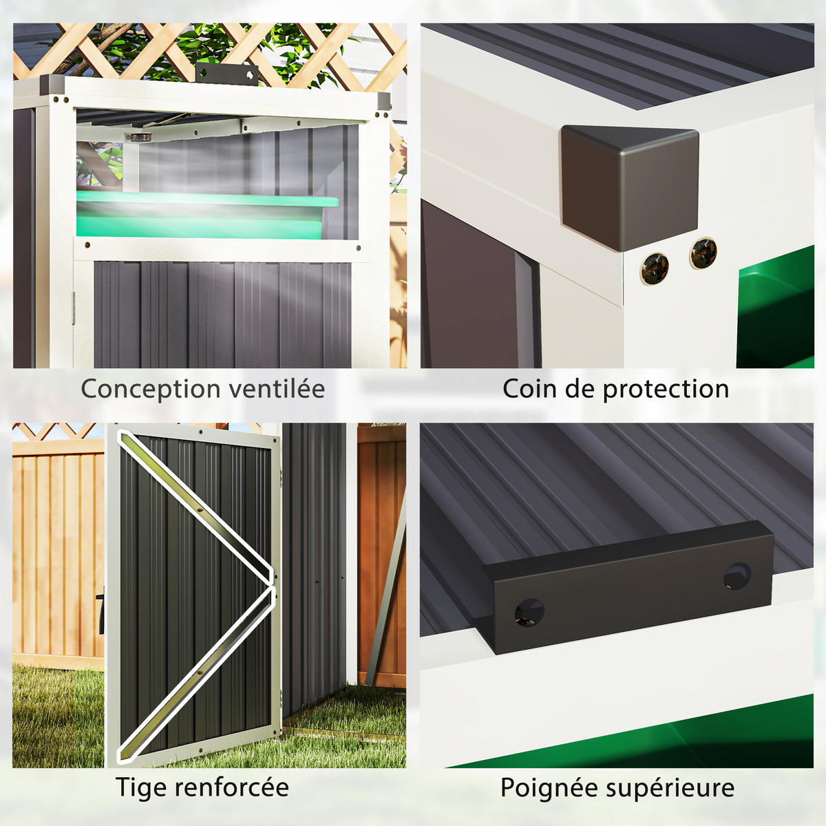 MÜLLTONNENBOX DE-16855 für 240L mit Belüftung Dunkelgrau - Dunkelgrau, Metall (73/122/81cm) - ComfortXL