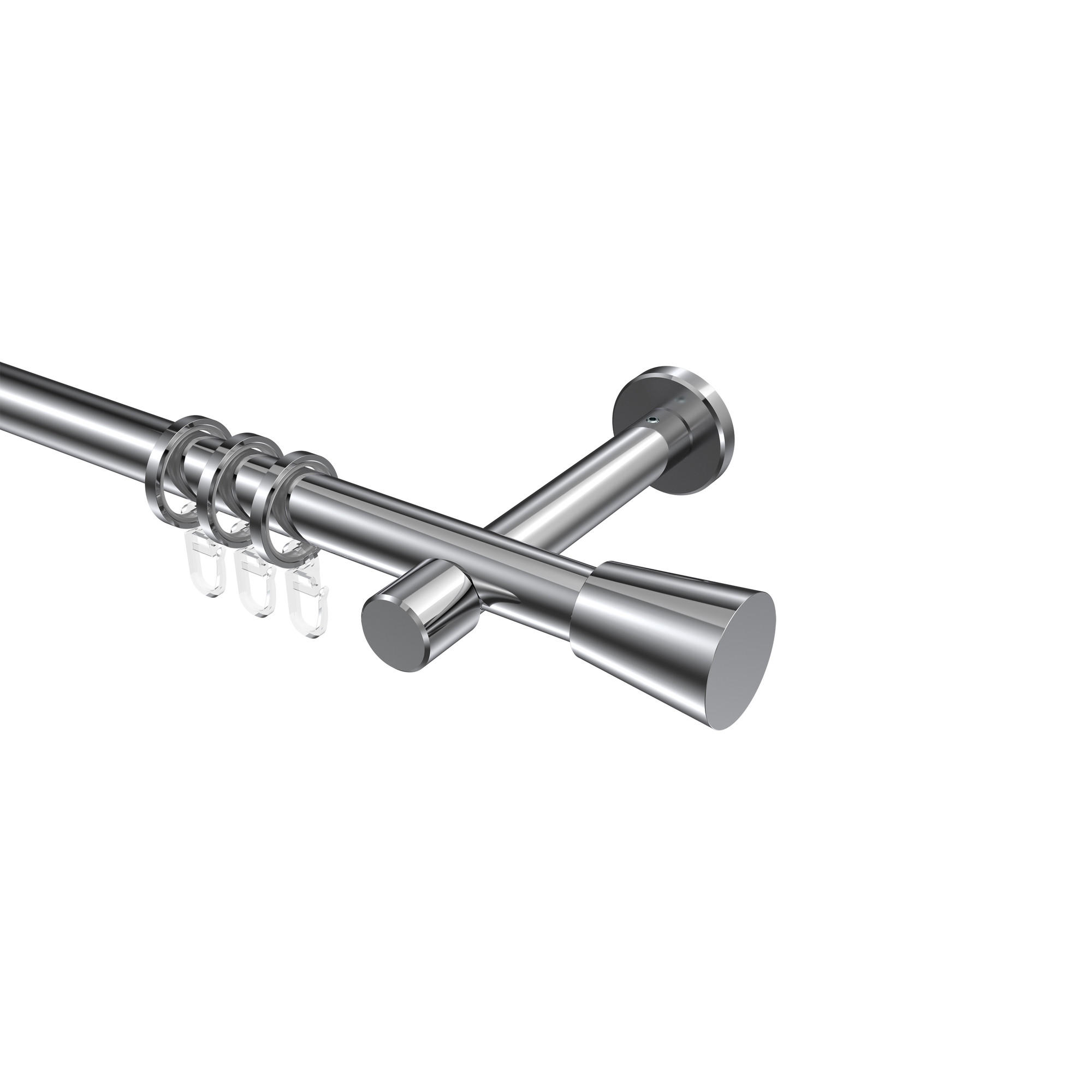 GARDINENSTANGEN-SET Prestige Sitra 600 cm (geteilt in 3 x 200 cm), 1-läufig, 20 mm Ø Chrom - Chromfarben, Metall (600cm) - INTERDECO