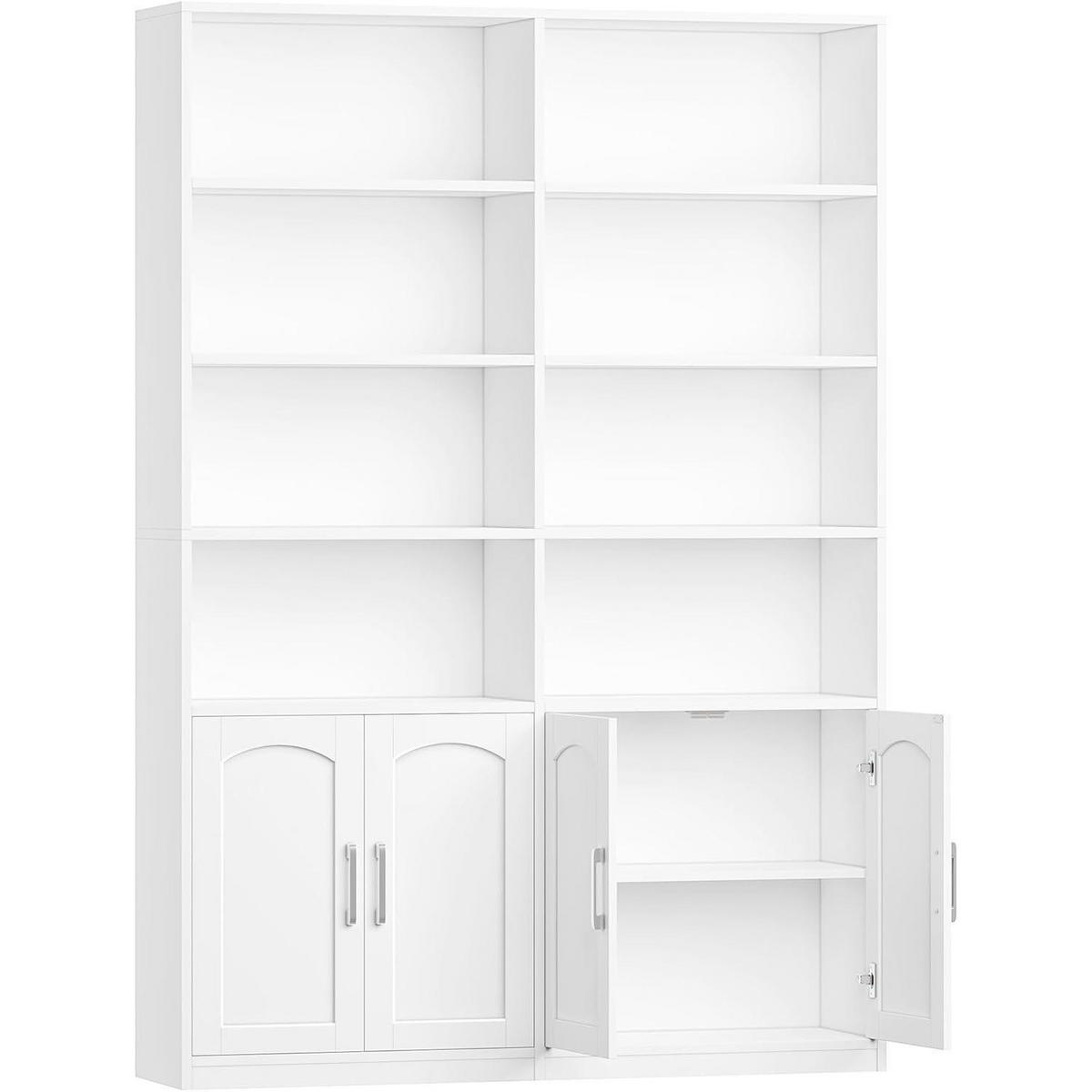 BÜCHERREGAL mit Türen 115 x 27 x 185,5 cm Weiß - Weiß, Holzwerkstoff (115/185.5/27cm)