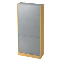 ROLLLADENSCHRANK - 5 Ordnerhöhen 40/90/200,4 cm in Buchefarben/Silberfarben Relinggriff (Kunststoff) - Buchefarben/Silberfarben, Holzwerkstoff (90/200.4/40cm) - bümö