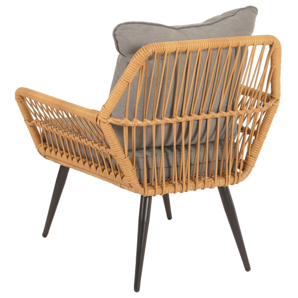 GARTEN-GARNITUR aus Poly-Rattan HxBxT 78x64x72cm Sitzhöhe 41cm Dunkelgrau - Dunkelgrau, Kunststoff - PROREGAL