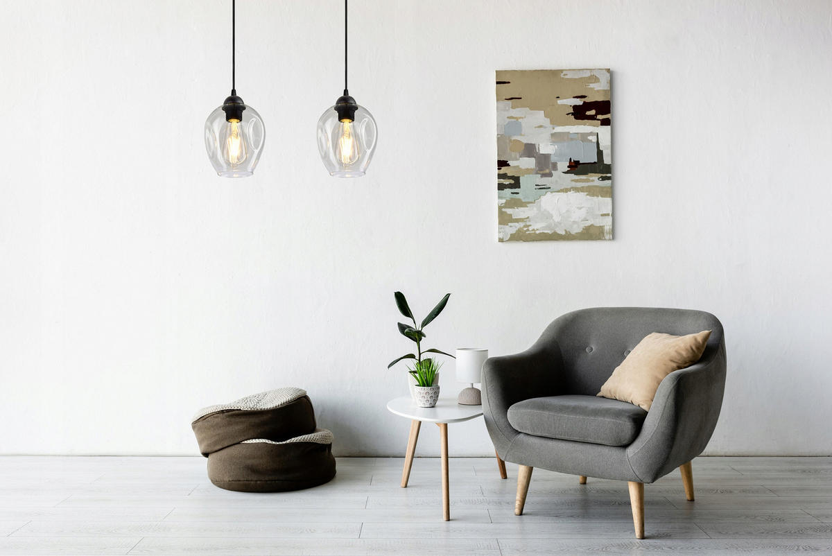 PENDELLEUCHTE Hegel - Transparent/Schwarz, Glas/Metall (15/37/80cm) - kiki design