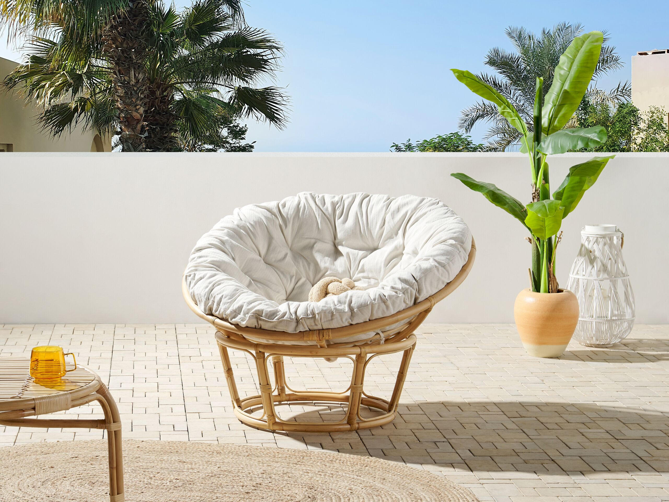 GARTENSESSEL Rattan helles beige Salvo - Naturfarben, Naturmaterialien (110/77/110cm) - Beliani