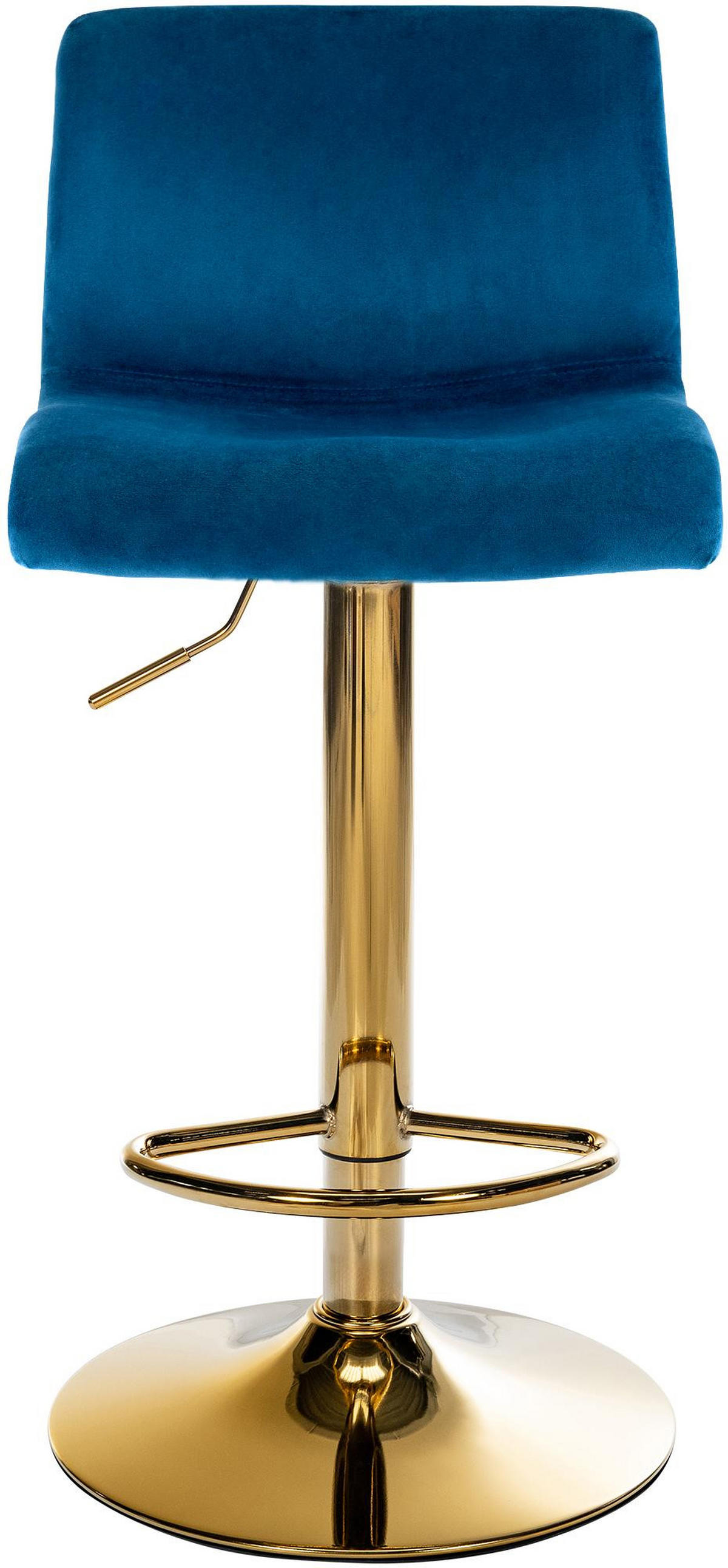 BARHOCKER Pesan Samt Blau Gold - Blau, Textil/Metall (39/83/36cm) - DELUKE