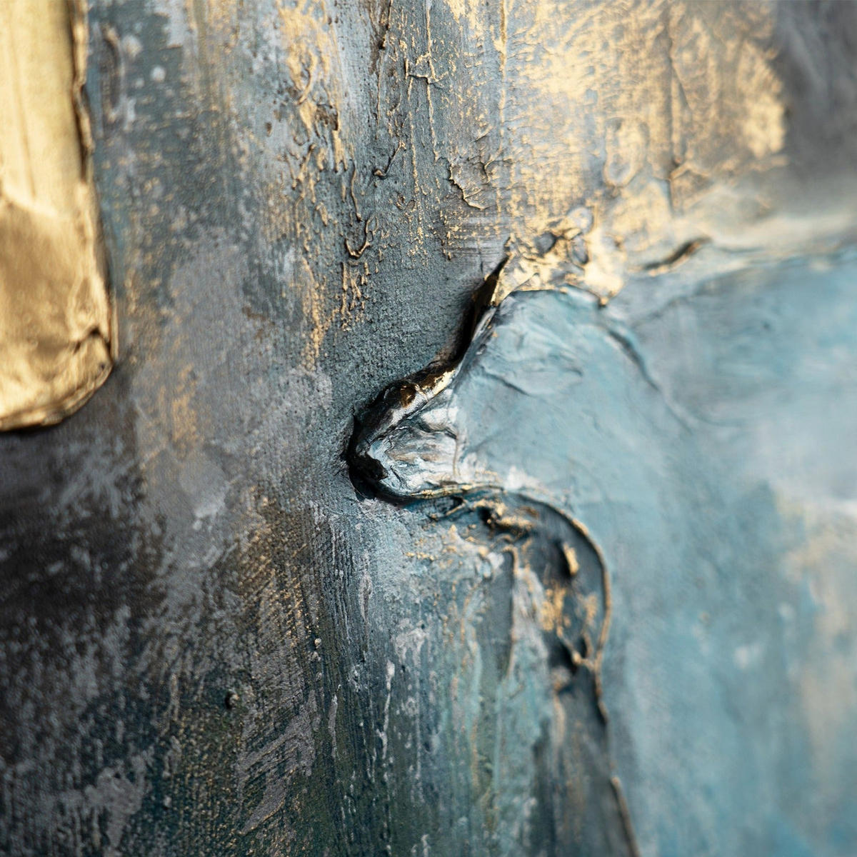 GEMÄLDE Goldene Konsonanzen Schattenfugenrahmen Schwarz 120x80 cm - Schwarz, Holz (120/80cm) - YS-art gallery