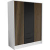 DREHTÜRENSCHRANK Nero 150/51/200 cm mit Lamellen weiß+schwarz - Schwarz/Weiß, Holzwerkstoff (150/200/51cm) - Beautysofa
