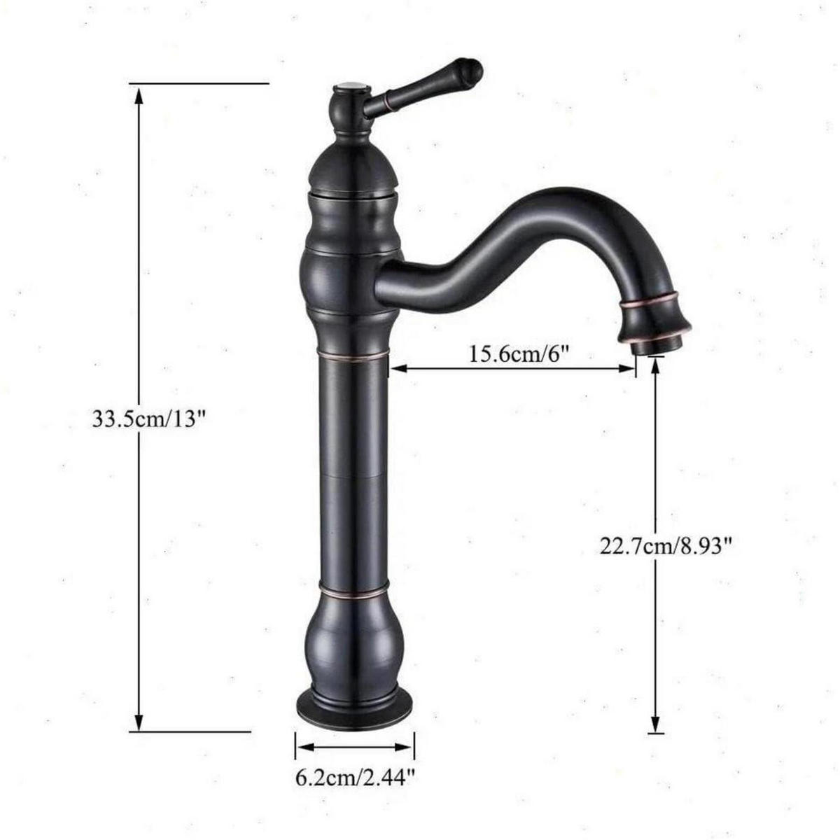 WASCHTISCHARMATUR Einhebelmischer Matt-Schwarz 360° Schwenkbar - Schwarz, Metall (15.6/36/22.7cm)