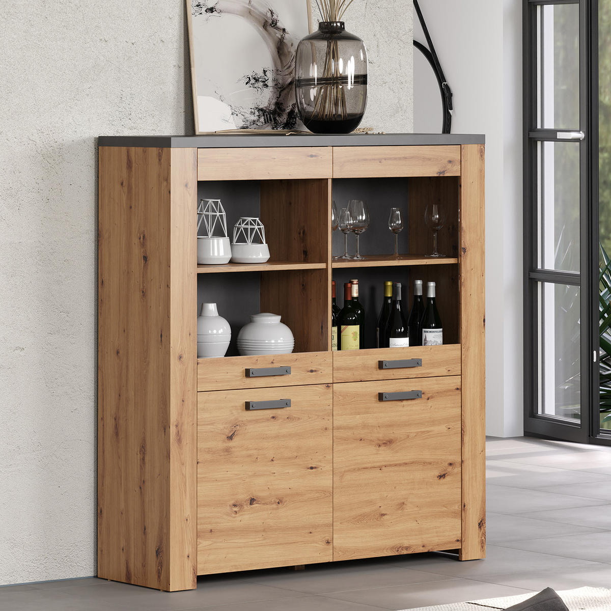 HIGHBOARD Follow Eiche Dekor - Eichefarben, Holzwerkstoff (127/127/139cm) - Trendteam