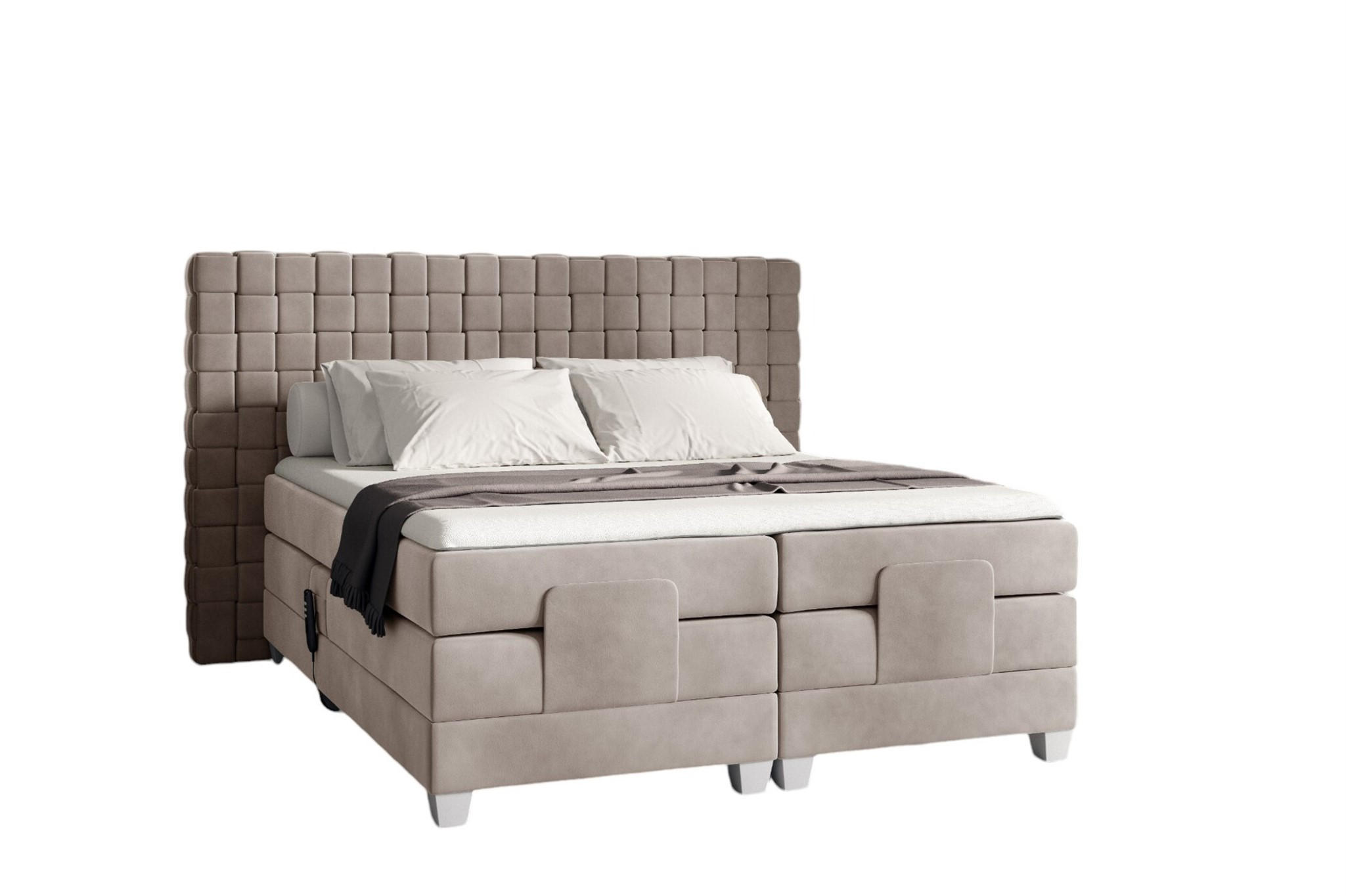 BOXSPRINGBETT Elektrisch Vidal - Graubraun, Holzwerkstoff/Textil (120/200cm) - Fun Möbel