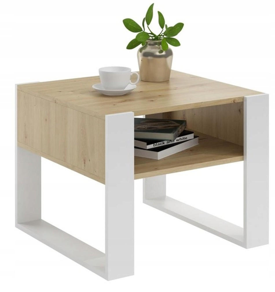 COUCHTISCH KAJA Artisan Eiche-Weiß 60/53,6/50 cm - Multicolor, Holzwerkstoff (53.6/60/50cm) - Matkam Möbel
