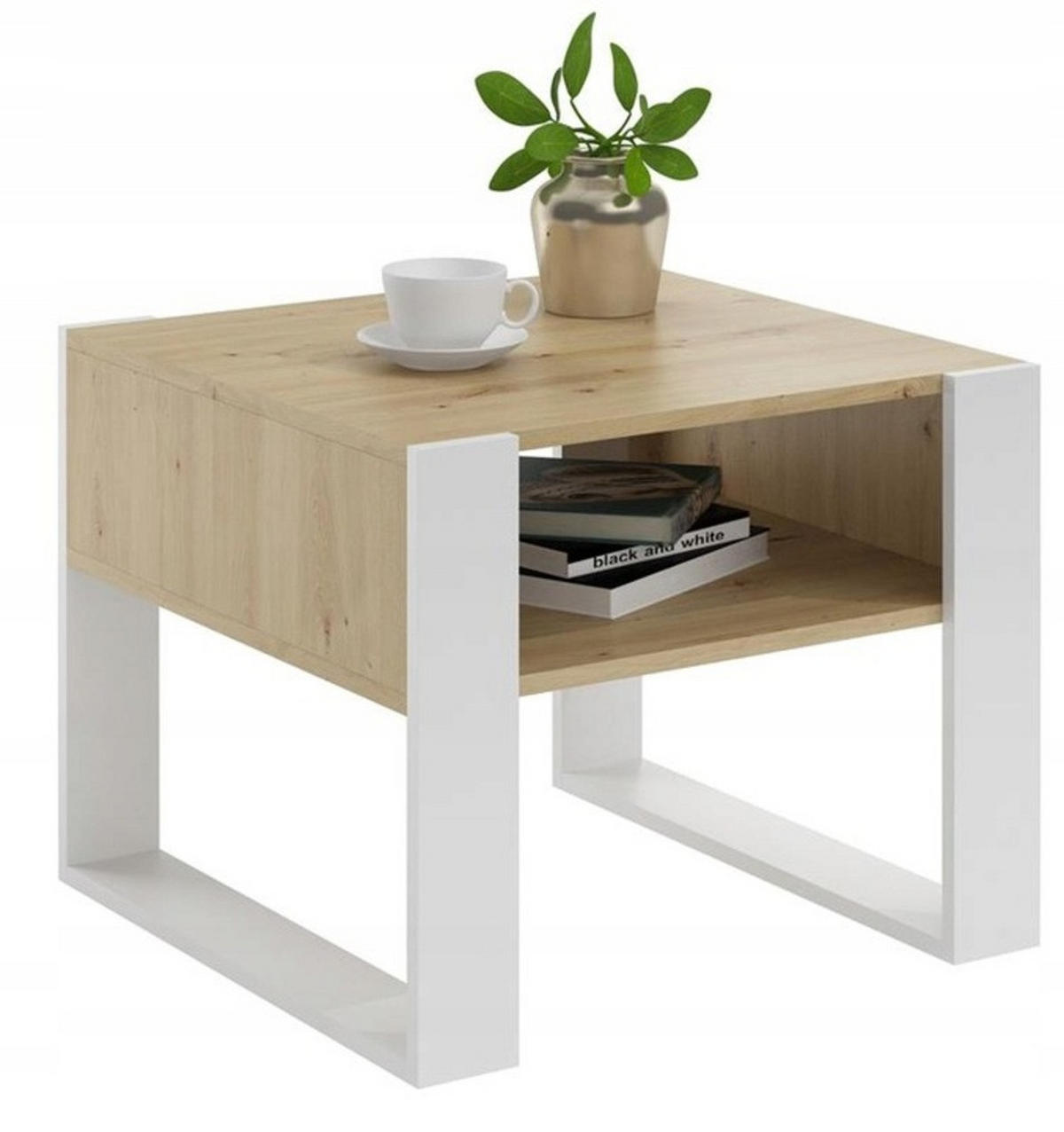 COUCHTISCH KAJA Artisan Eiche-Weiß 60/53,6/50 cm - Multicolor, Holzwerkstoff (53.6/60/50cm) - Matkam Möbel