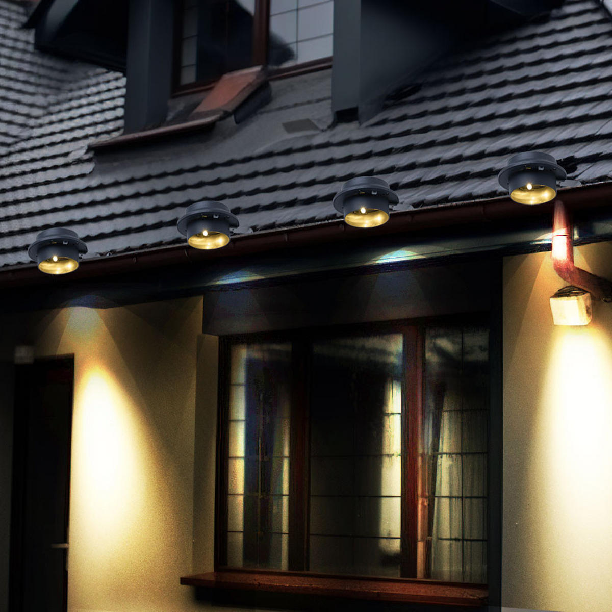 LED AUSSENLEUCHTE Solar Dachrinnenleuchte Anthrazit 4er Set - Anthrazit, Kunststoff/Metall (11.6/6/16cm)