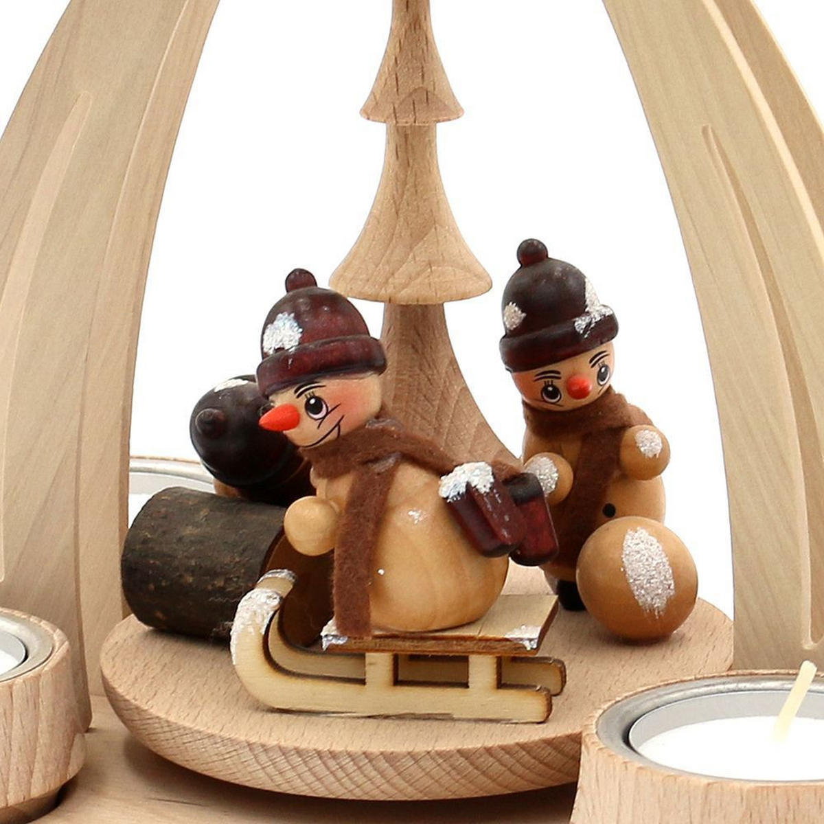 TISCH-PYRAMIDE Schneemänner 14/18/24 cm - Multicolor, Holz (0.1/24/0.1cm) - Dekoteam24