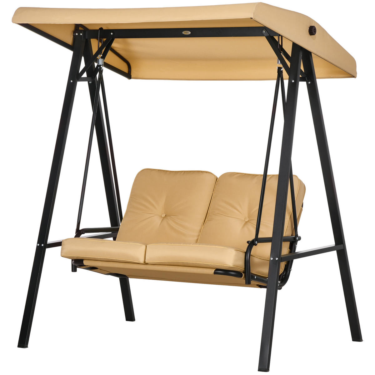HOLLYWOODSCHAUKEL DE-07093 2-Sitzer, verstellbares Dach, bis 220 kg Beige - Beige, Metall (145/172/116cm) - ComfortXL