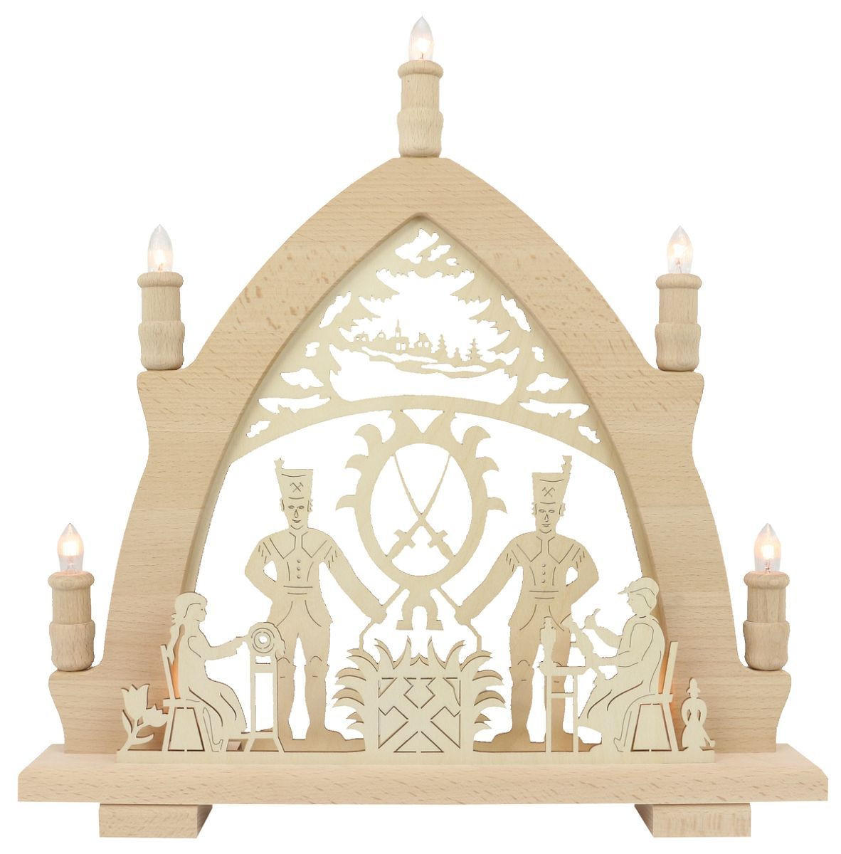 LEUCHTERBOGEN Bergmann 5 flammig - Multicolor, Holz (42/43/16cm)