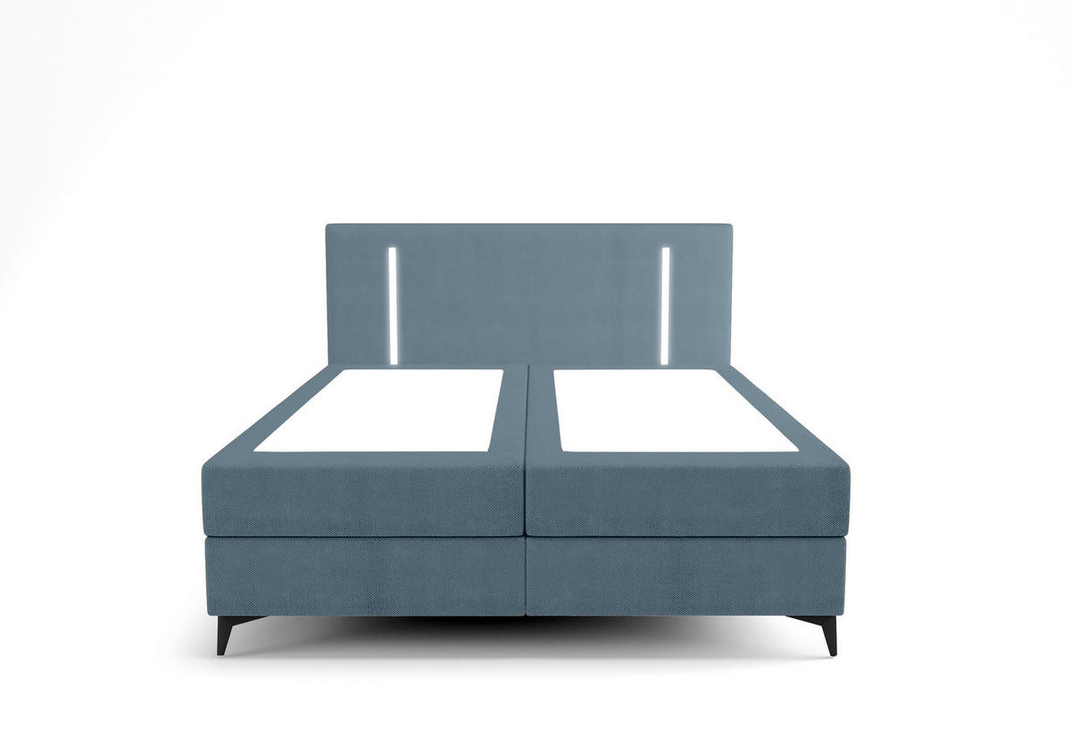 BOXBETT ONO mit Matratze H3, Bonell und Topper 140x200 CURIO 74 - Blau, Textil (140/200cm) - Bedante