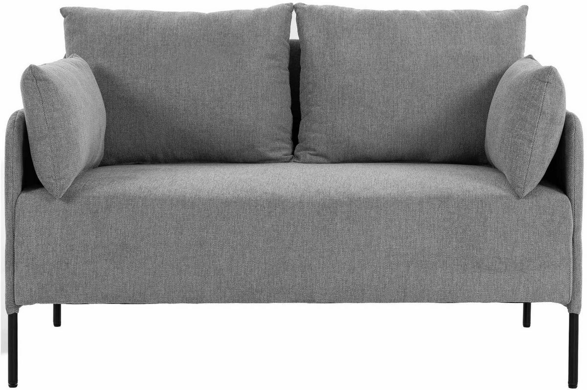COUCH Bernd 2-Sitzer Stoff 131x79x79cm Stoff Hellgrau Sofa - Hellgrau, Kunststoff (131/79/79cm) - DELUKE