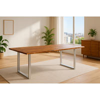 ESSTISCH LAURINA - Silberfarben/Nussbaumfarben, Holz/Metall (90/180/77cm) - SAM