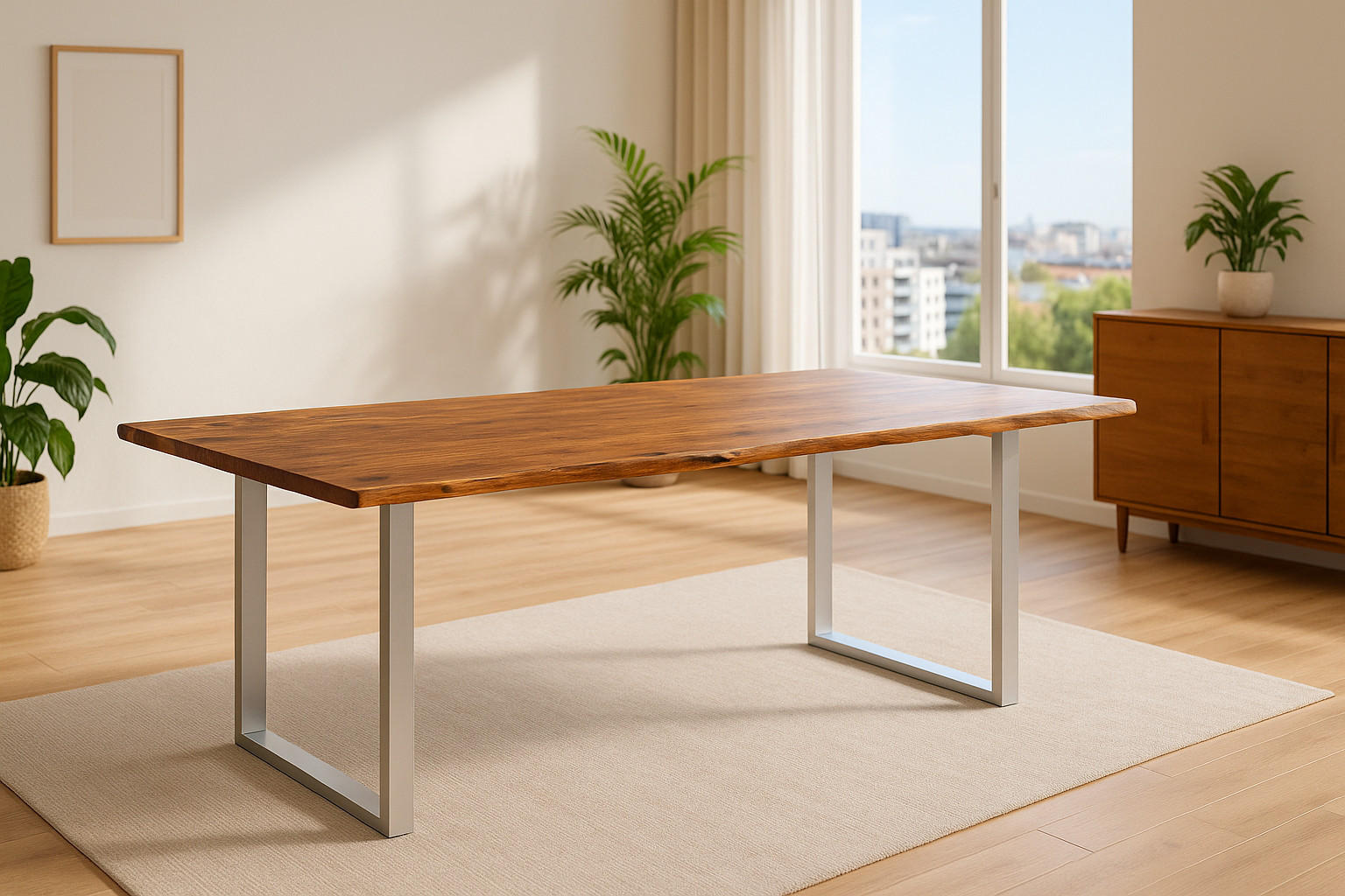 Thumbnail - SAM Esstisch, Braun, Holz, Echtholz,Akazie, Rechteckig,Quadratisch, U-Form, 240x77x100 cm, Esszimmer, Tische, Esstische