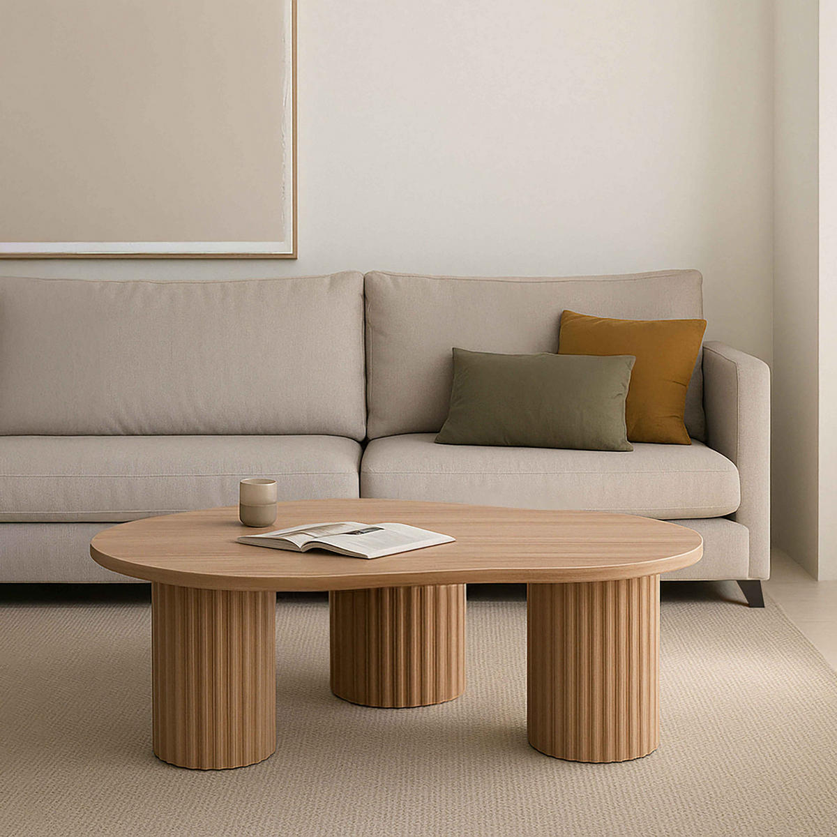 COUCHTISCH, Beigefarbe - Beige, Holzwerkstoff (60/100/38cm) - Oviala