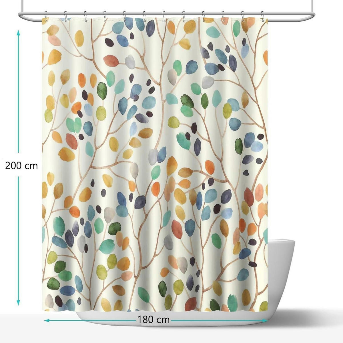 DUSCHVORHANG mit Blumenmuster 180 x 200 cm - Multicolor, Textil (180/200cm)