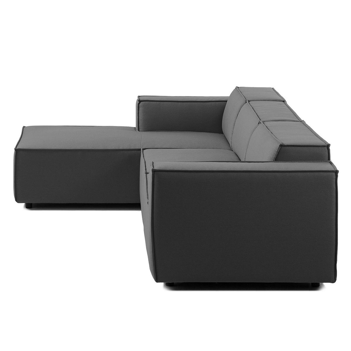 ECKSOFA mit Longchair - Anthrazit/Schwarz, Kunststoff/Textil (294/177cm) - home24