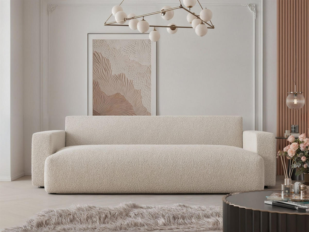 SCHLAFSOFA Luna - Beige, Holzwerkstoff/Textil (246/79/96cm) - Fun Möbel