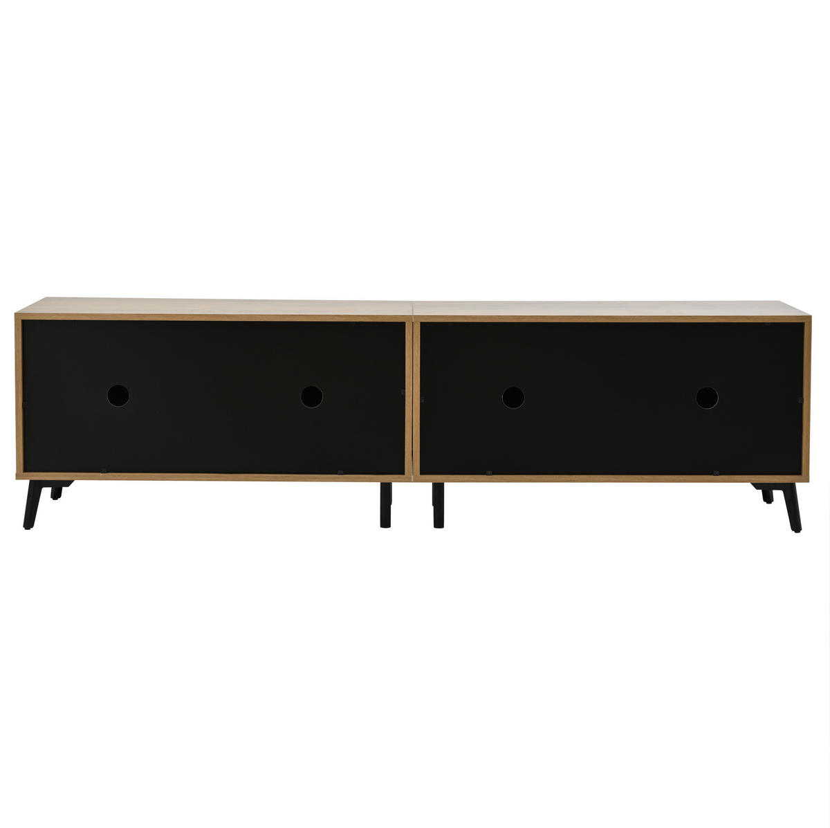 TV STOLEK v přírodní a černé barvě se 4 skříňkami, do obývacího pokoje, 180 × 40 × 50 cm - přírodní/černá, kompozitní dřevo (180/50/40cm) - STILVORA