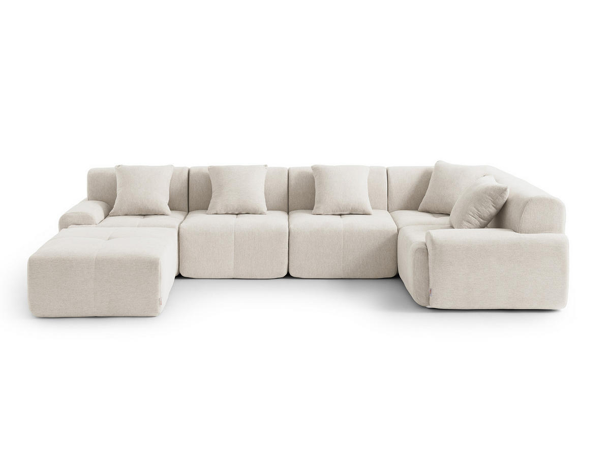 WOHNLANDSCHAFT Chenille Elfenbeinweiß - Creme, Textil (345/73/190cm) - MILYsofa