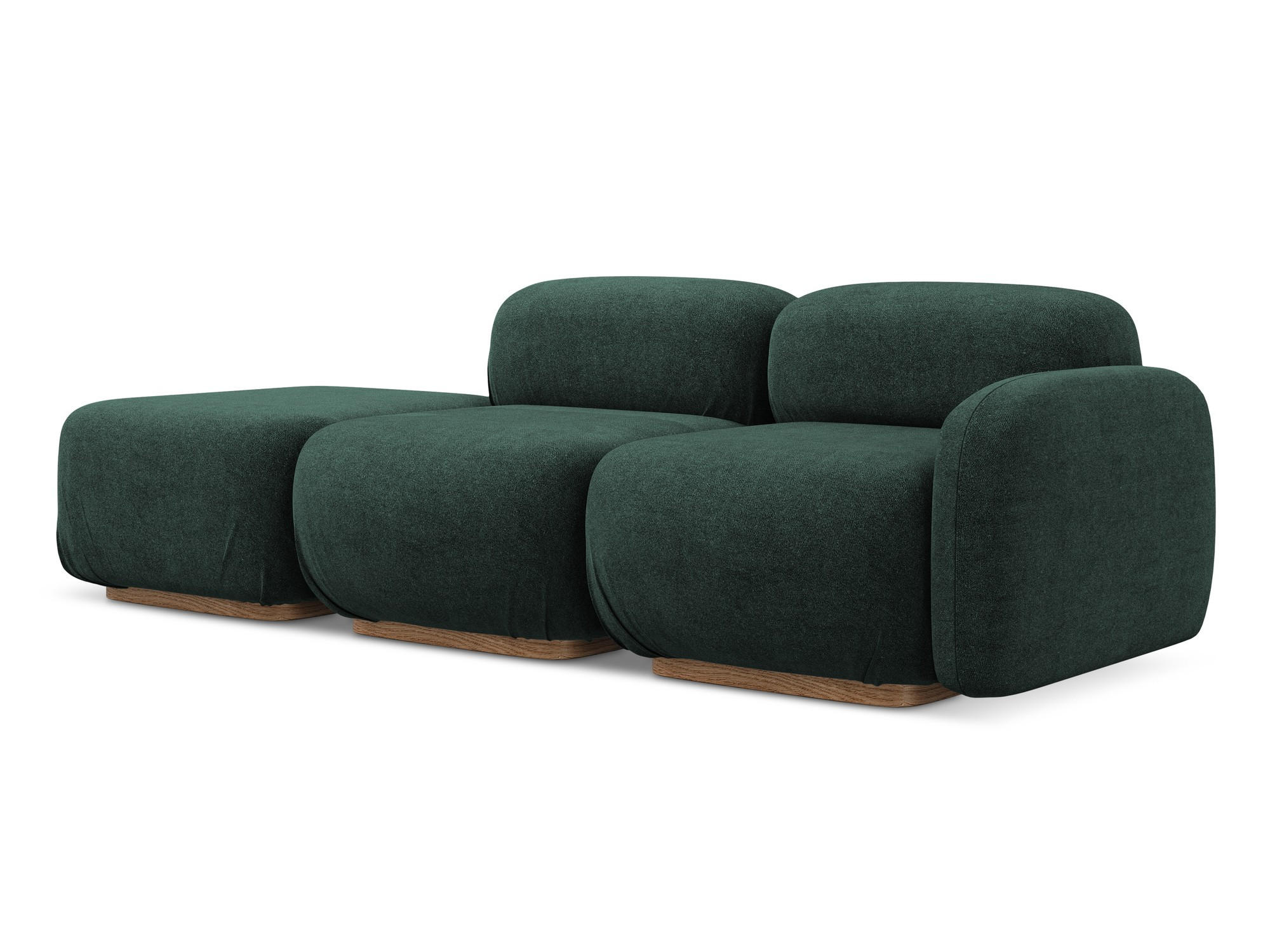 3-SITZER SOFA Bouclé Stoff Grün - Dunkelgrün/Braun, Holz/Textil (258/73/95cm) - Makamii
