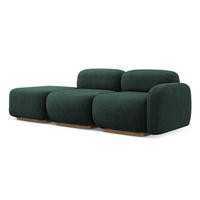3-SITZER SOFA Bouclé Stoff Grün - Dunkelgrün/Braun, Holz/Textil (258/73/95cm) - Makamii
