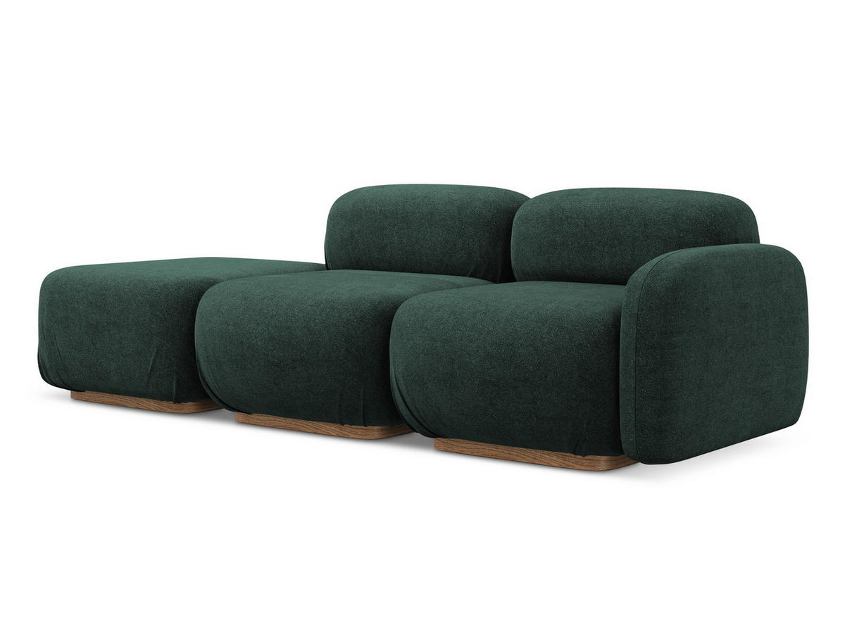 3-SITZER SOFA Bouclé Stoff Grün - Dunkelgrün/Braun, Holz/Textil (258/73/95cm) - Makamii