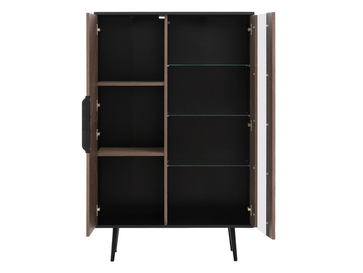 VITRINE Pinelli WIT2D PE05 - Schwarz/Braun, Holzwerkstoff/Metall (90/140/41cm) - MIRJAN24