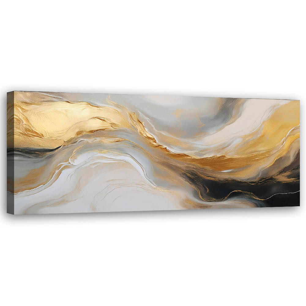 WANDBILD abstrakte marmorstruktur goldgrau - Goldfarben, Textil (90/30cm) - Feeby