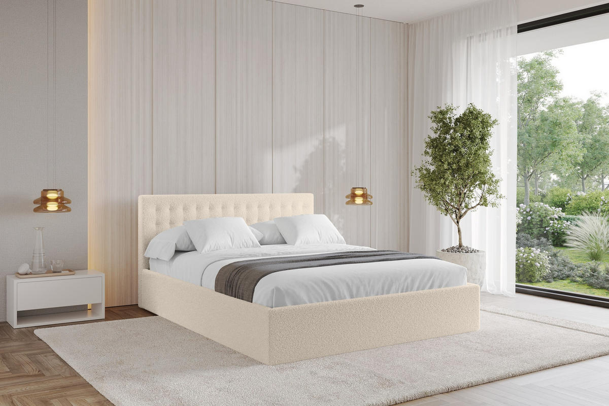 POLSTERBETT mit Bettkasten und Lattenrost, Boxbett ohne Matratze - PARI 180x200 Dunkelbeige - Cappuccino, Holzwerkstoff/Textil (180/200cm) - ALTDECOR